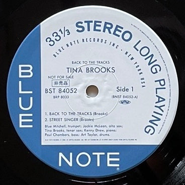 TINA BROOKS / BACK TO THE TRACKS on Blue Note - Japan Original PROMO LP NM BRP-8033