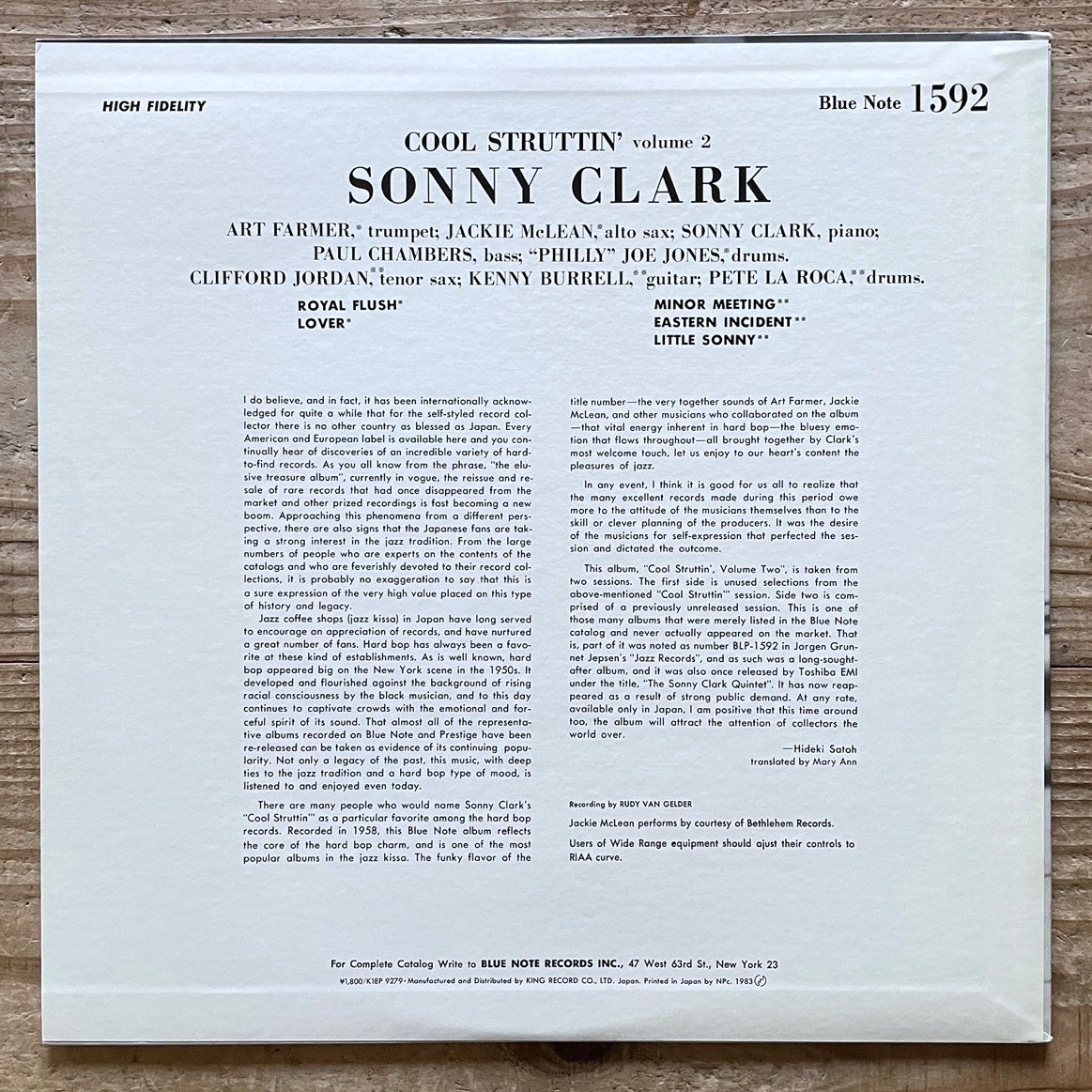 SONNY CLARK / COOL STRUTTIN' VOL.2 (BLP-1592) on Blue Note - Japan King LP NM K18P-9279