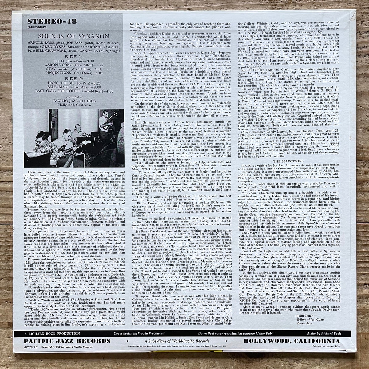 JOE PASS / SOUNDS OF SYNANON on Pacific Jazz - Japan King LP GXF-3116