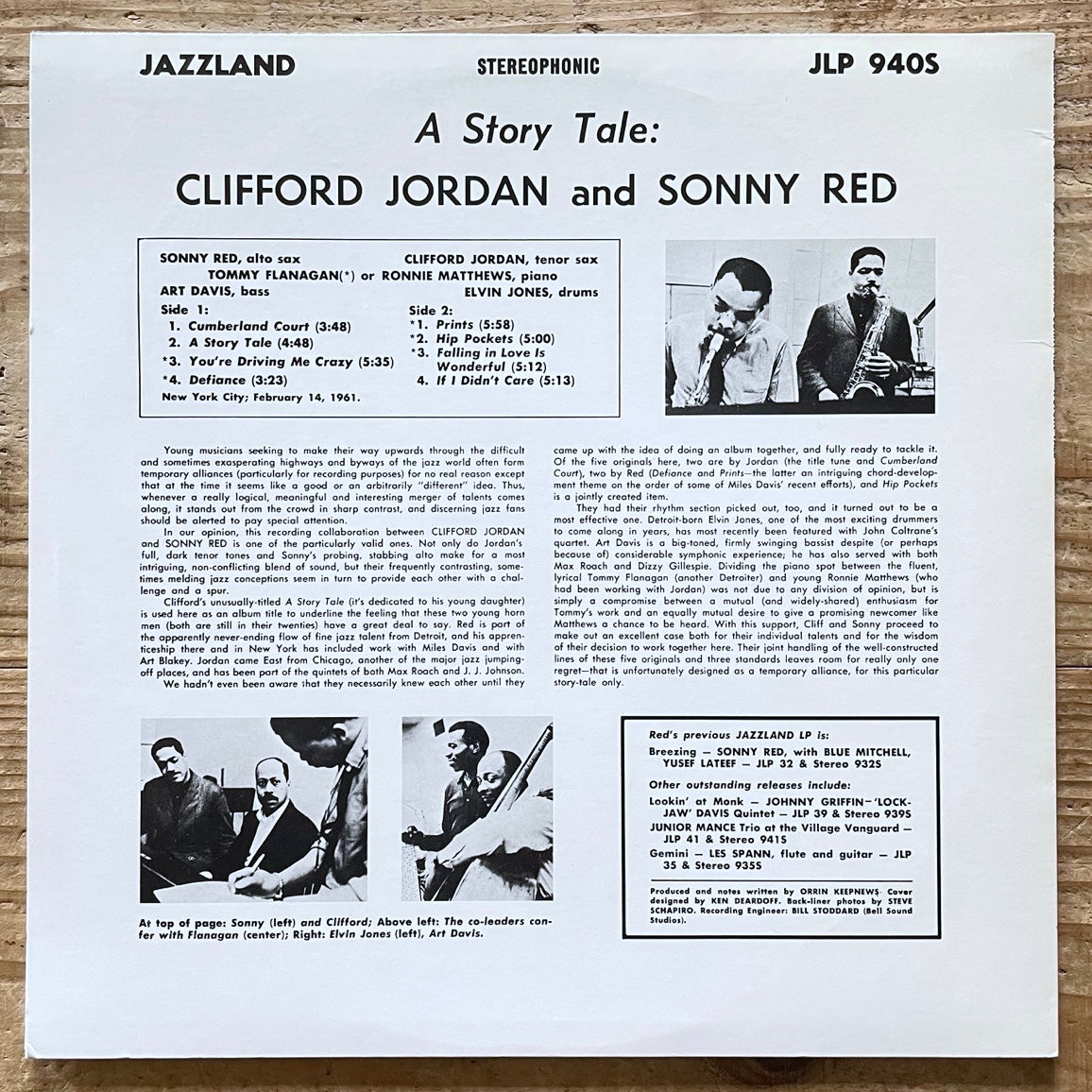 CLIFFORD JORDAN & SONNY RED / A STORY TALE on Jazzland - Japan LP NM WWLJ-7045