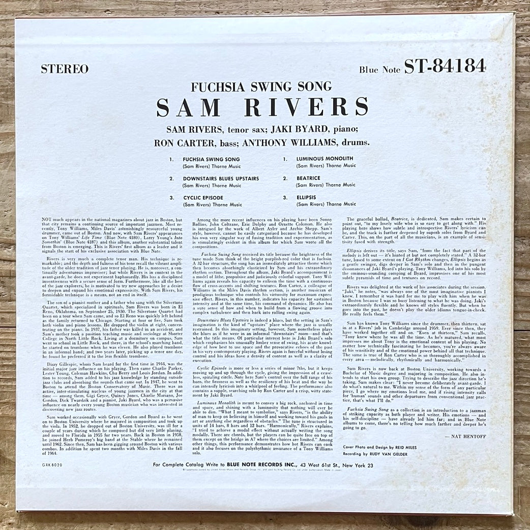SAM RIVERS / FUCHSIA SWING SONG on Blue Note - Japan King LP GXK-8020