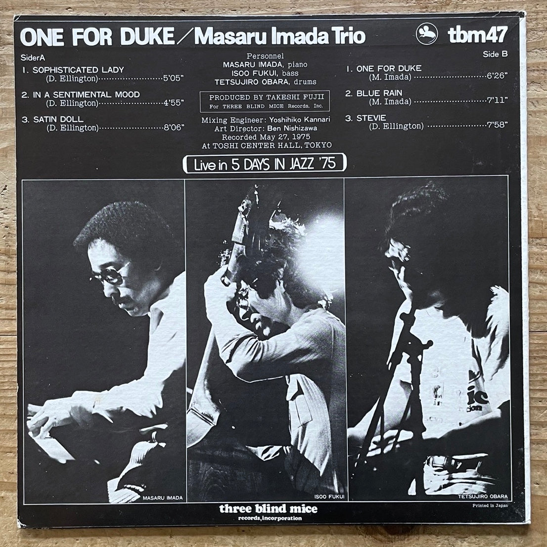 MASARU IMADA TRIO / ONE FOR DUKE Japan Three Blind Mice Original TBM-47