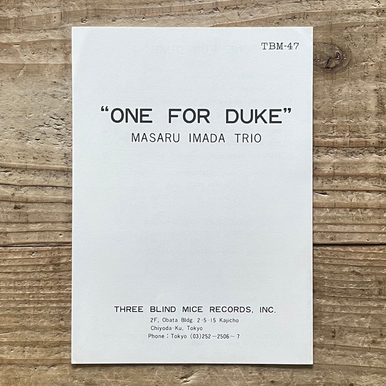 MASARU IMADA TRIO / ONE FOR DUKE Japan Three Blind Mice Original TBM-47