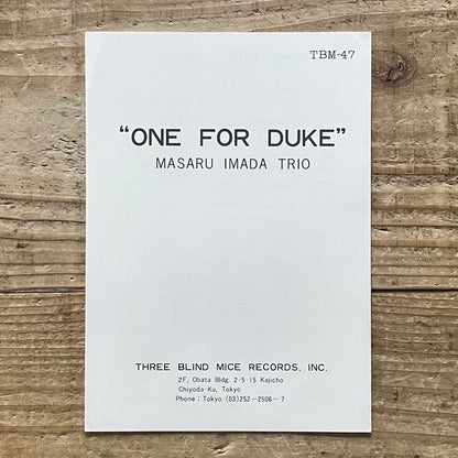 MASARU IMADA TRIO / ONE FOR DUKE Japan Three Blind Mice Original TBM-47