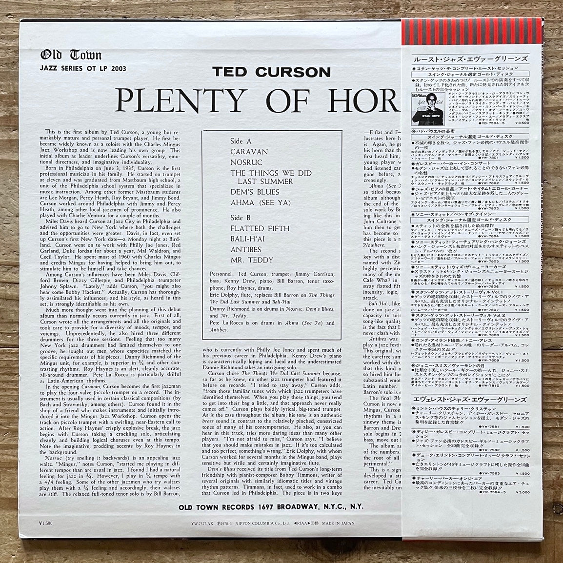 TED CURSON / PLENTY OF HORN on Old Town - Japan LP NM obi YW-7577-AX