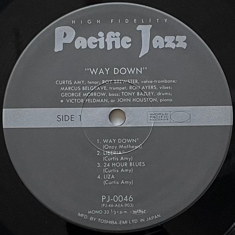CURTIS AMY / WAY DOWN on Pacific Jazz - Japan MONO LP NM Marcus Belgrave PJ-0046 obi