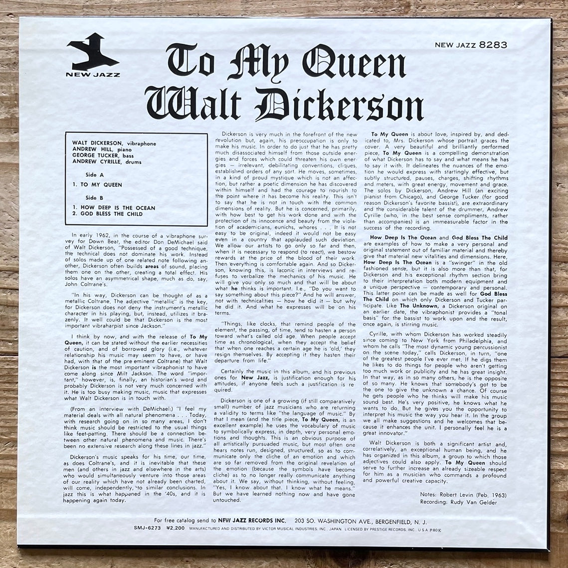 WALT DICKERSON / TO MY QUEEN on New Jazz - Japan LP NM SMJ-6273