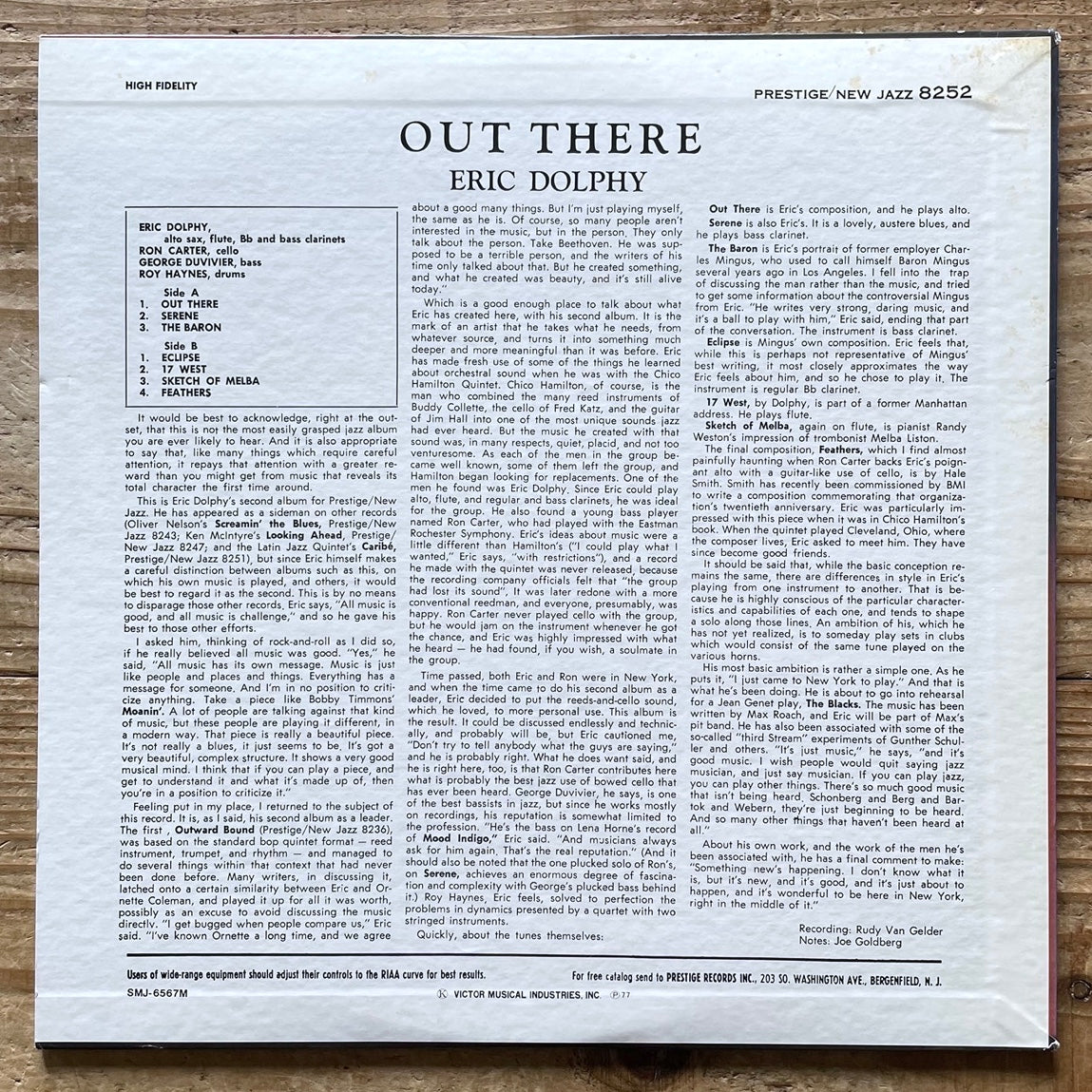 ERIC DOLPHY / OUT THERE on New Jazz - Japan Prestige MONO LP SMJ-6567
