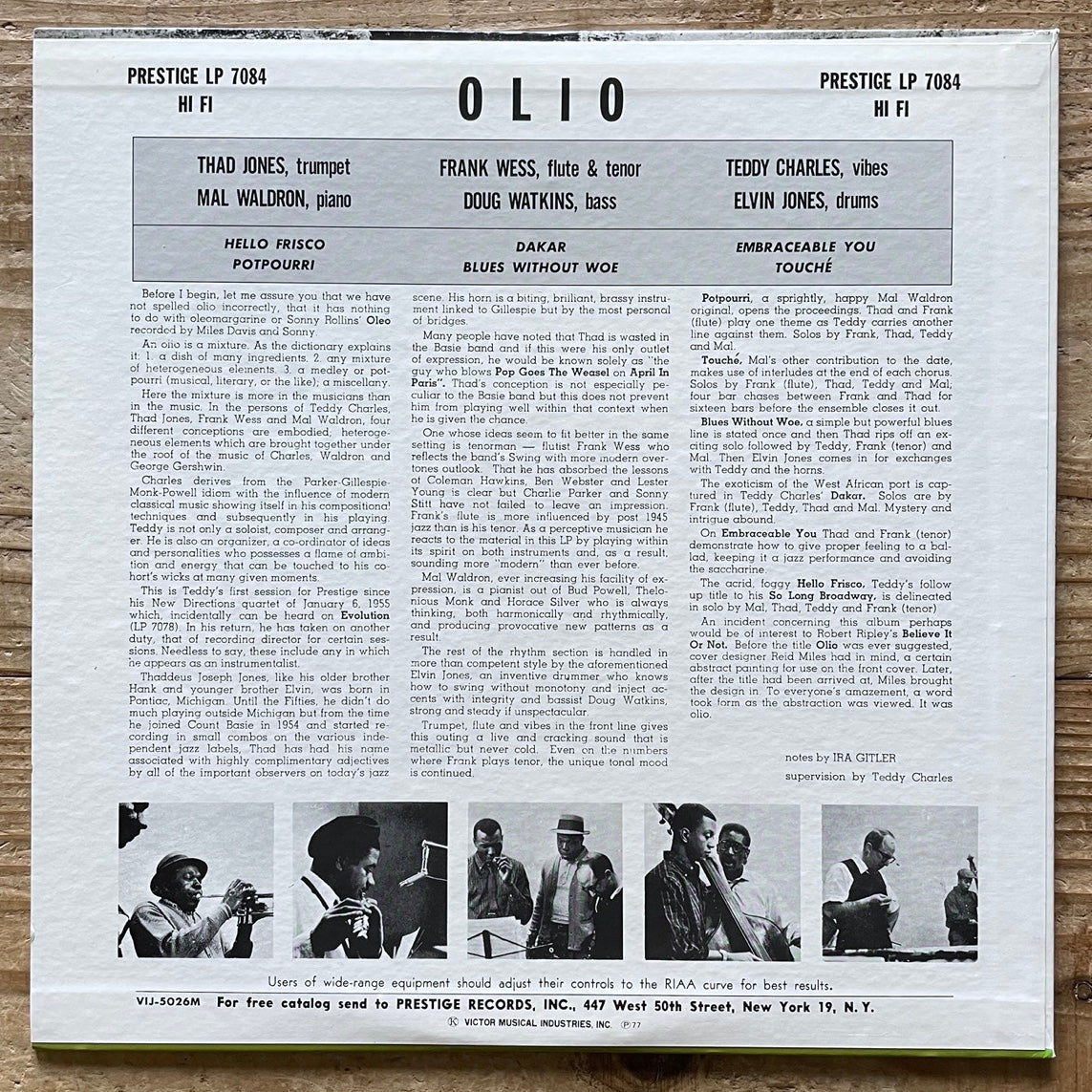 THAD JONES / OLIO on Prestige - Japan MONO LP VIJ-5026