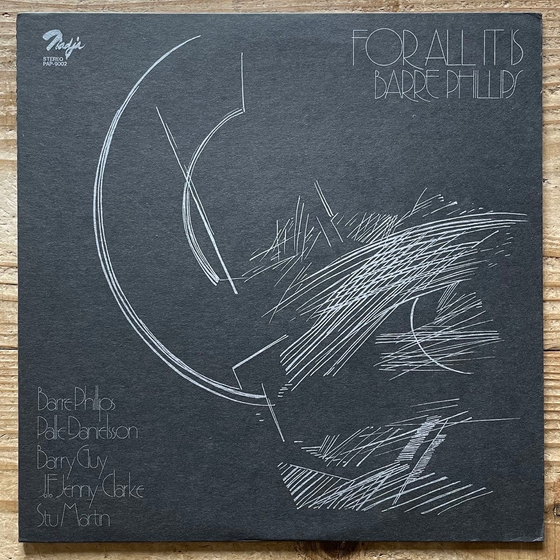 BARRE PHILLIPS / FOR ALL IT IS on German Japo - Japan Nadja LP NM PAP-9002