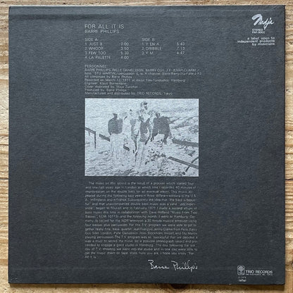 BARRE PHILLIPS / FOR ALL IT IS on German Japo - Japan Nadja LP NM PAP-9002