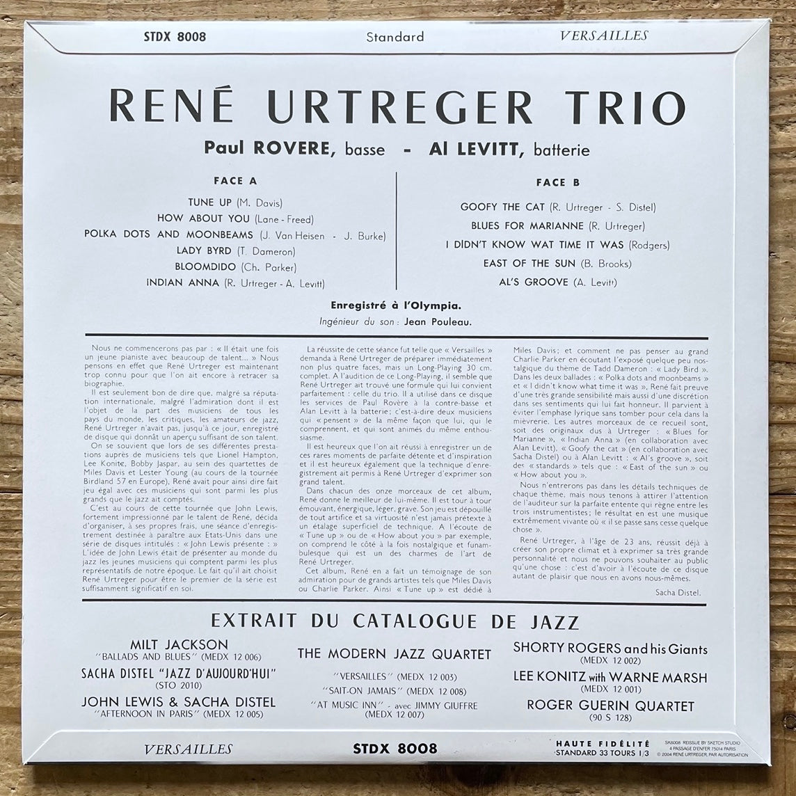 RENE URTREGER TRIO on French Versailles - Japan Heavy Vinyl reissue NM