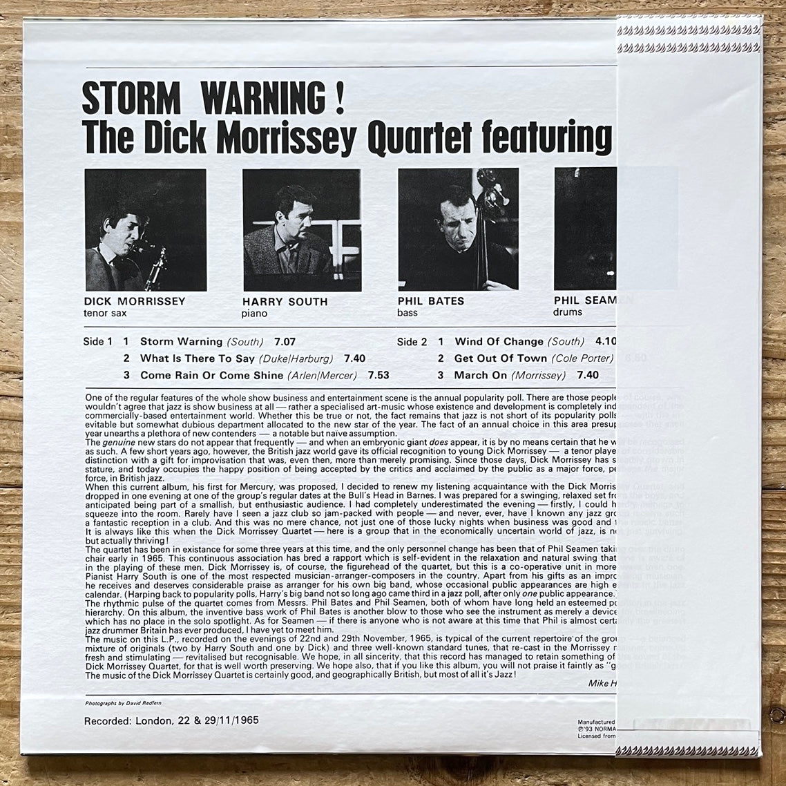 DICK MORRISSEY QUARTET / STORM WARNING on UK Mercury - Japan LP NM NLP6005 obi