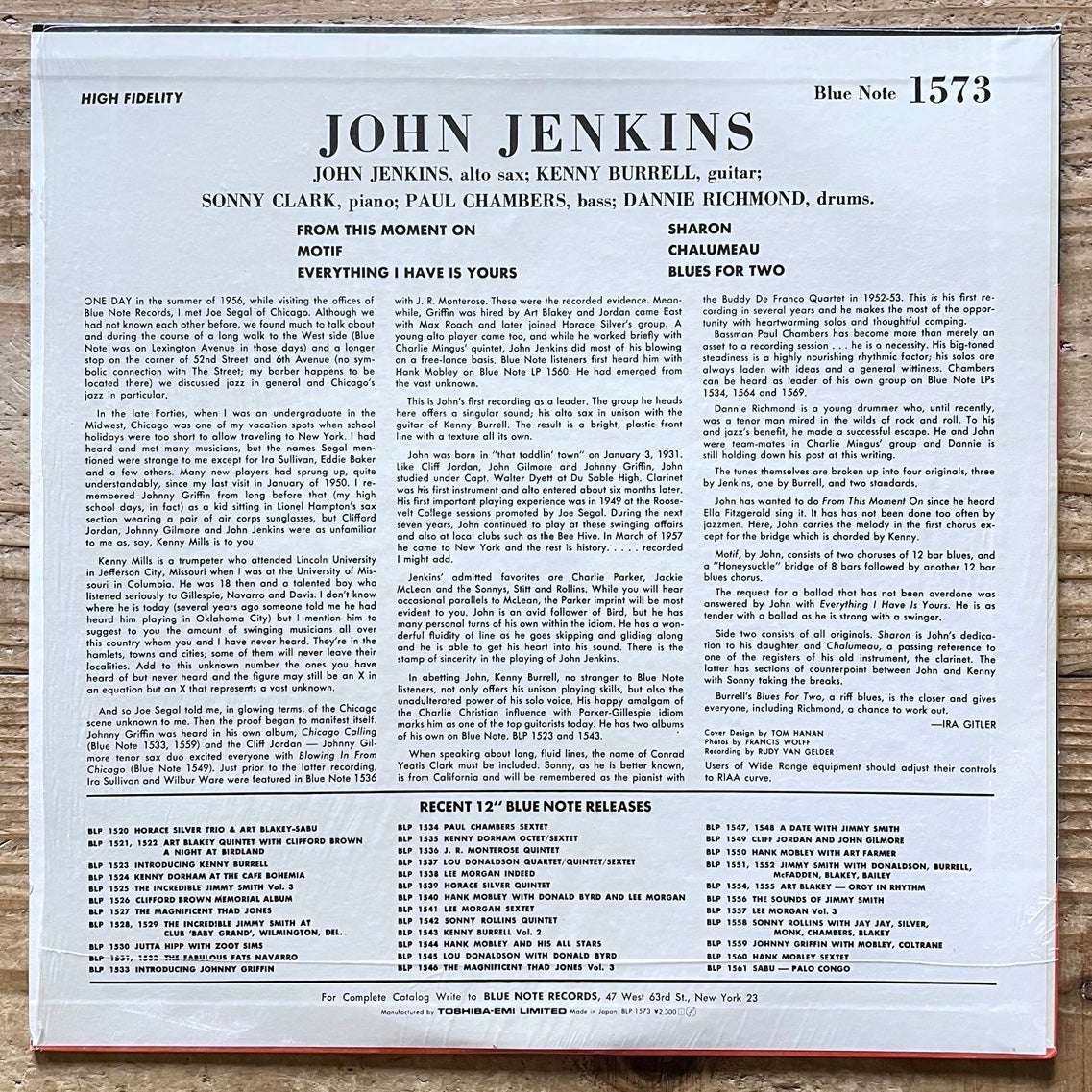 JOHN JENKINS - KENNY BURRELL on Blue Note - Japan MONO LP NM BLP 1573 obi