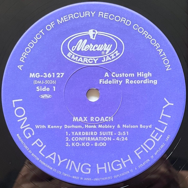 MAX ROACH 4 PLAYS CHARLIE PARKER on Mercury - Japan MONO LP NM DMJ-5026 obi