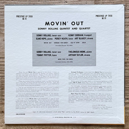 SONNY ROLLINS / MOVING OUT - Japan Prestige MONO LP NM SMJ-6584