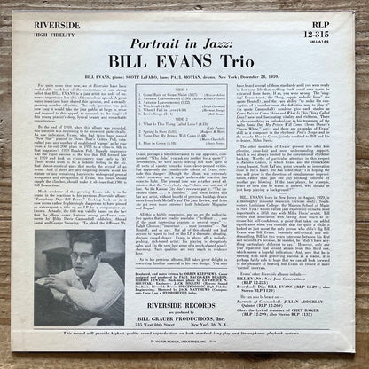 BILL EVANS TRIO / PORTRAIT IN JAZZ on Riverside - Japan LP SMJ-6144