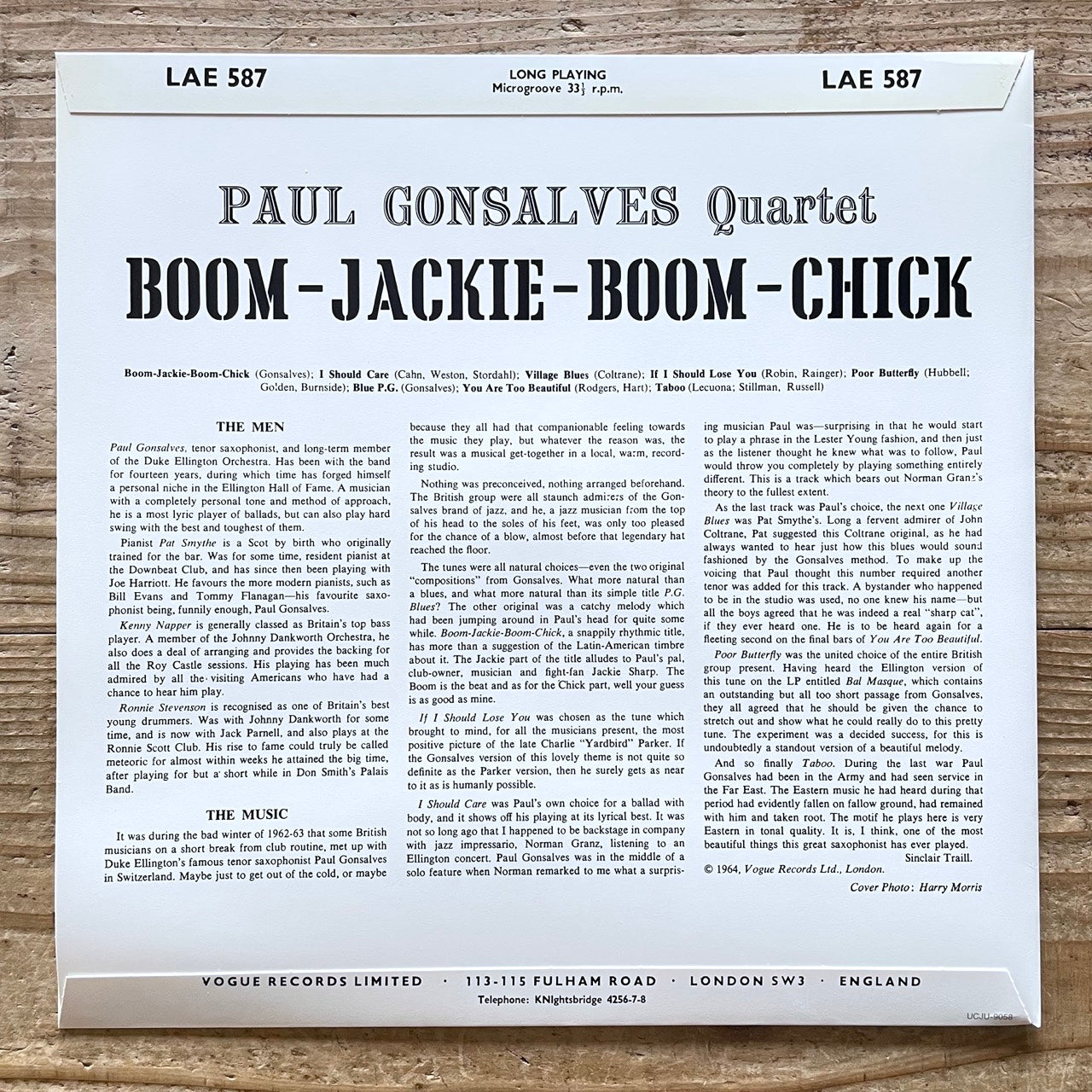 PAUL GONSALVES QUARTET / BOOM-JACKIE-BOOM-CHICK - UK Vocalion Japan Heavy Vinyl reissue UCJU-9058 obi