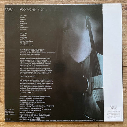 ROB WASSERMAN / SOLO - Japan Rounder Audiophile LP NM obi L25P-1220