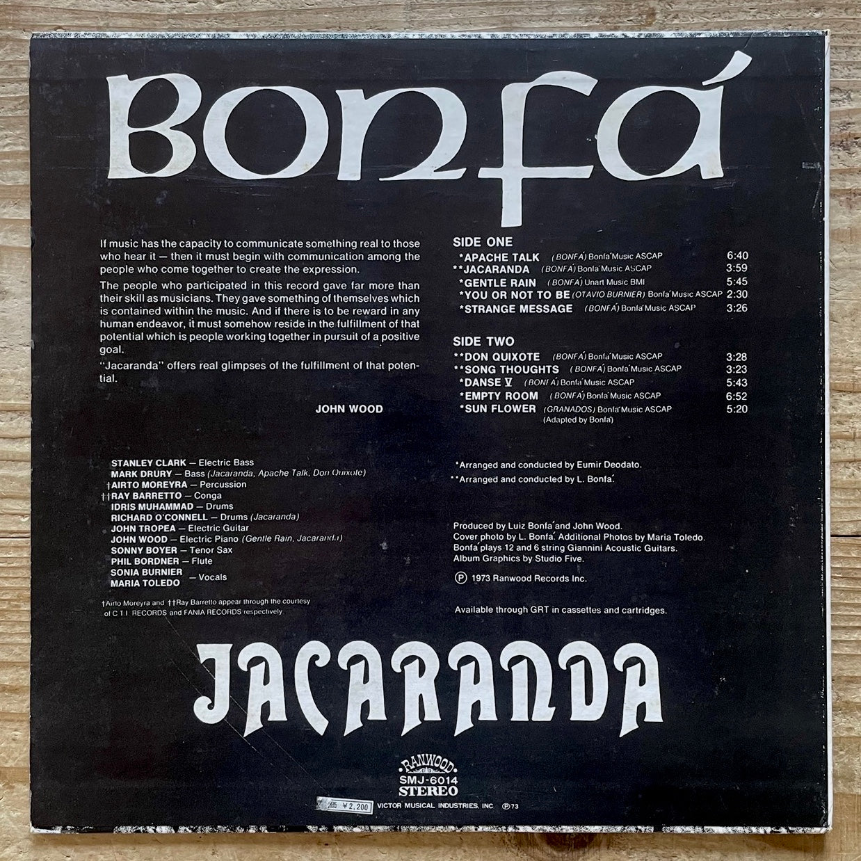 LUZ BONFA / JACARANDA on Ranwood - Japan LP SMJ-6014 Jazz Funk