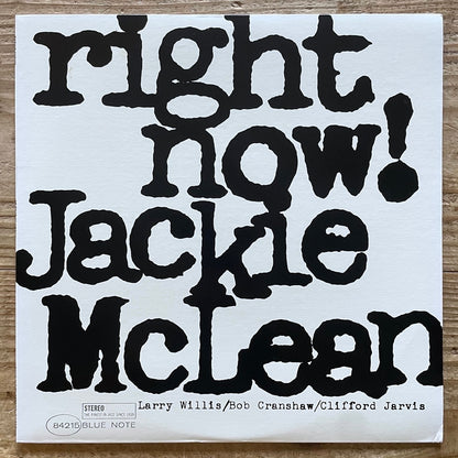 JACKIE McLEAN / RIGHT NOW on Blue Note - Japan LP NM BN4215