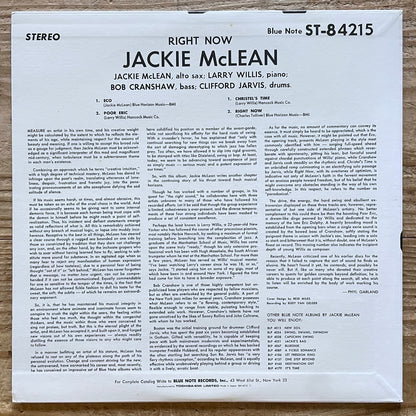 JACKIE McLEAN / RIGHT NOW on Blue Note - Japan LP NM BN4215