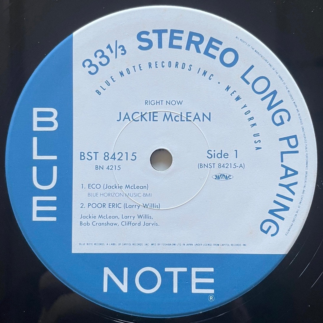 JACKIE McLEAN / RIGHT NOW on Blue Note - Japan LP NM BN4215
