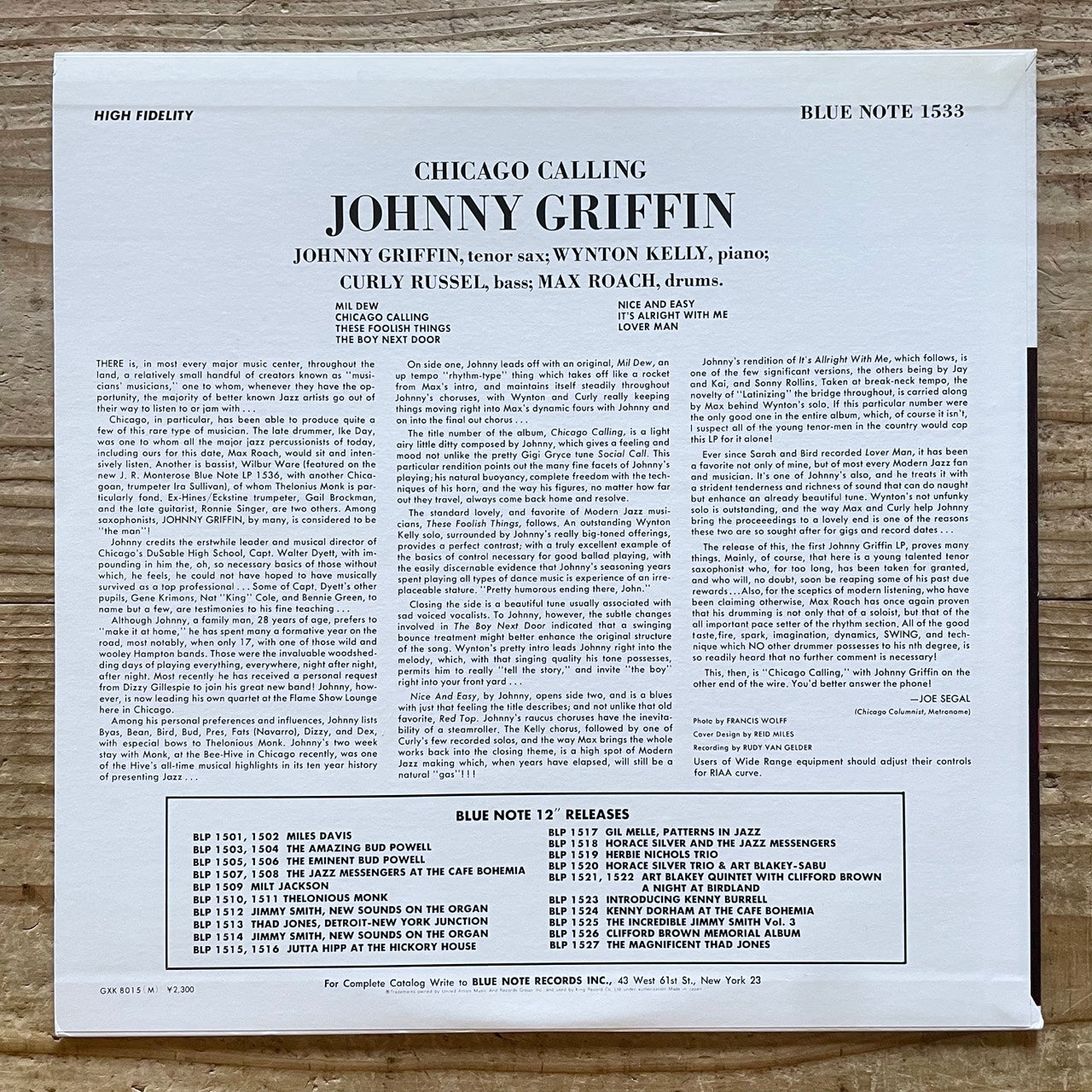 JOHNNY GRIFFIN / INTRODUCING on Blue Note - Japan King LP NM GXK-8015