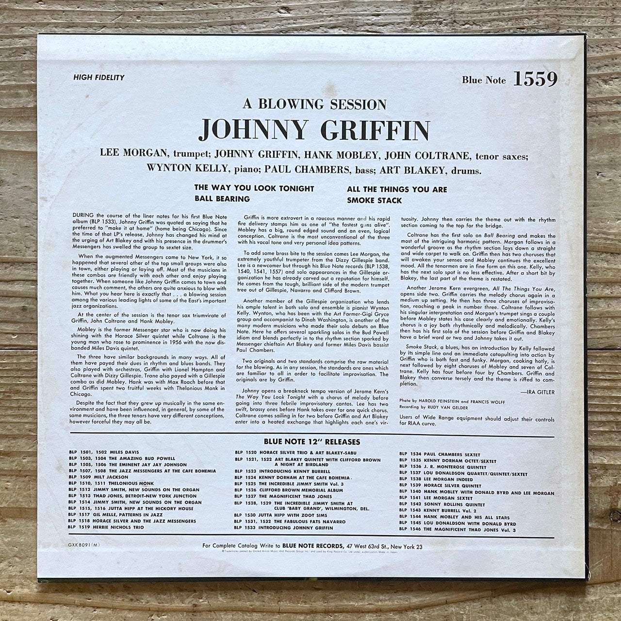 JOHNNY GRIFFIN / A BLOWING SESSION on Blue Note - Japan King LP GXK-8091