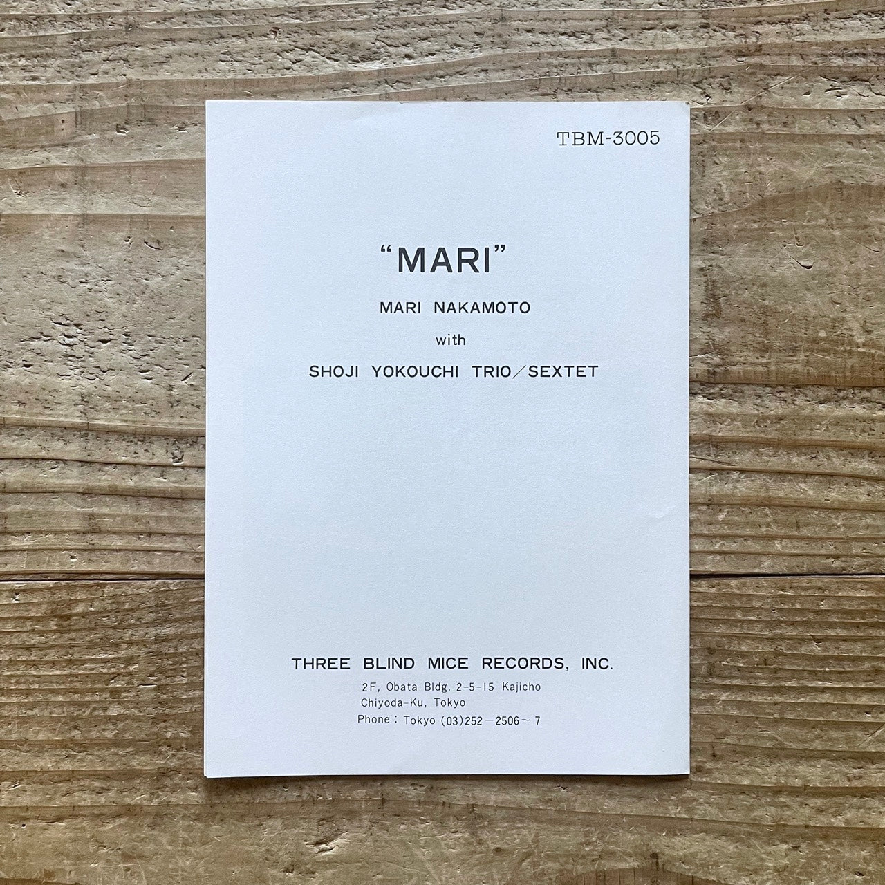 MARI NAKAMOTO / MARI - Japan Three Blind Mice Original TBM-3005